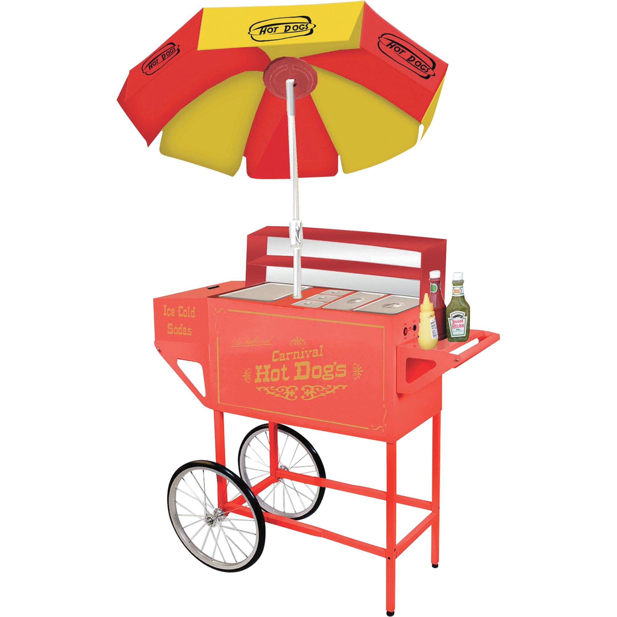 Nostalgia Electrics Hot Dog Push Cart with Umbrella, Model# HDC-701